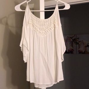 White open shoulder blouse